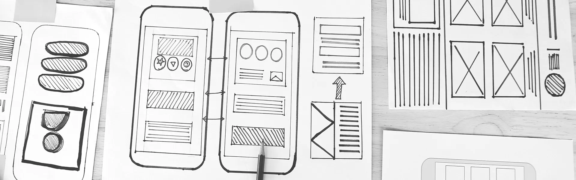 Wireframes basse résolution du projet